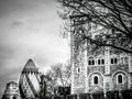 View of Gherkin building and Tower of London Walls Royalty Free Stock Photo