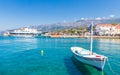 View of Gialiskari Beach, North West coast of the island of Ikaria Greece Royalty Free Stock Photo