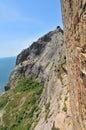 View on giant cliff from Genoese fortress Sudak Royalty Free Stock Photo