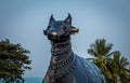 View of giant Nandhi statue in a temple Kolar Karnataka India. Nandi is the gate-guardian deity of Kailasa the abode of Lord