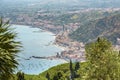 View of Giardini Naxos town from Taormina Royalty Free Stock Photo