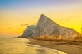 View on Gibraltar rock on sunset Royalty Free Stock Photo