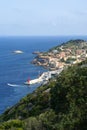 View of Giglio Porto town and harbor in Giglio Island, Italy