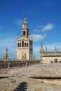View of Giralda from the Seville cathedral roof