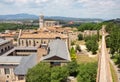 View of Girona city from medieval wall. Catalonia, Spain Royalty Free Stock Photo