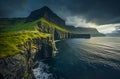 View of the Gjogv cliff on the Faroe island
