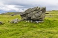 A view of a glacial erratics deposited on limestone bases on the southern slopes of Ingleborough, Yorkshire, UK Royalty Free Stock Photo