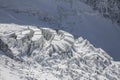 View on the Glacier de Bionnassay with huge crevasses. French Alps, Mont Blanc massif, Chamonix Mont-Blanc, France. Scenic image