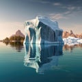 A view of a glacier melting and collapsing into the ocean, a clear sign of climate change