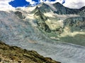 A glacier in the Alps, in summer