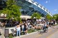 View at the glas whale shopping mall and restaurant on Budapest in Hungary