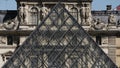 View of the Glass Pyramid of the Louvre in Paris