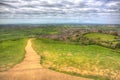 View from Glastonbury Tor Somerset of path and countryside Royalty Free Stock Photo