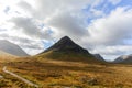 The view of Glencoe from road A82 in Highlands, Scotland in Autumn season