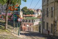 View of gloria funicular street in Lisbon, Portugal, Europe Royalty Free Stock Photo