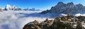 View from Gokyo Ri with prayer flags Royalty Free Stock Photo