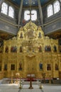 Golden altar with icons of the medieval Assumption Cathedral in the Ryazan Kremlin in Russia