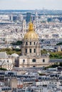 View of the golden dome of Les Invalides in Paris Royalty Free Stock Photo