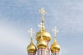 View of the golden domes of the Orthodox Church against the sky Royalty Free Stock Photo