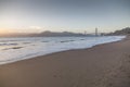 Golden Gate Bridge from Baker Beach at sunset, South Bay, San Francisco Royalty Free Stock Photo