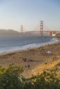 Golden Gate Bridge from Baker Beach at sunset, South Bay, San Francisco Royalty Free Stock Photo