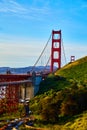 View of Golden Gate Bridge through hills on the north side Royalty Free Stock Photo