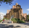 View of the Golden Gate and the monument to Yaroslav the Wise, located in the Zolotovorotsky square