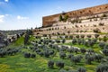 View of the Golden Gate of the walls of the old city of from the Mount of Olives. Royalty Free Stock Photo