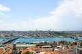 View of Golden Horn and Galata Bridge from Galata tower, Sultanahmet skyline in Istanbul, Turkey Royalty Free Stock Photo