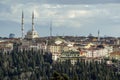 View of Golden Horn seen from Pierre Loti Hill in Eyup district in Istanbul, Turkey Royalty Free Stock Photo