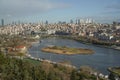 View of Golden Horn seen from Pierre Loti Hill in Eyup district in Istanbul, Turkey Royalty Free Stock Photo