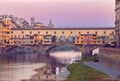 Golden bridge Ponte Vecchio in Florence at sunset. Royalty Free Stock Photo