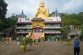 View of the Golden temple and a giant statue of a seated Buddha. Dambulla, Sri Lanka Royalty Free Stock Photo