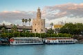 View of Golden Tower, Torre del Oro, of Seville, Andalusia, Spai Royalty Free Stock Photo