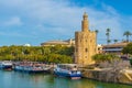 View of Golden Tower or Torre del Oro of Seville, Andalusia, Spain Royalty Free Stock Photo