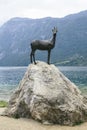 Goldenhorn statue at Bohinj lake in Slovenia