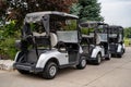 View of golf carts parked at golf club Royalty Free Stock Photo