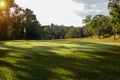 View of Golf Course with beautiful putting green. Golf course with a rich green turf beautiful scenery Royalty Free Stock Photo