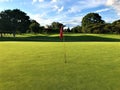 Golf course putting green flag in hole Royalty Free Stock Photo