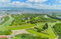 View of Goryokaku Park, where is a star fort in Hakodate, Hokkaido, Japan.