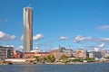 View of Gothenburg coastline and construction site of largest Scandinavian skyscraper