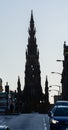 View on gothic monument building on Pricess street in old part of Edinburgh, capital of Scotland