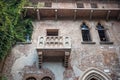View of Gothic-style 1300s house and museum Shakespeare`s Juliet`s Balcony. Royalty Free Stock Photo