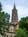 Gothic bell tower of the Basilica of Saint-Sernin in Toulouse, France Royalty Free Stock Photo