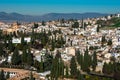 View of Granada city Albaicin District from the Alhambra Royalty Free Stock Photo