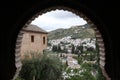 View of Granada, Spain through an arch window