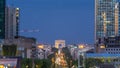 View from Grand Arch in Defense business district to the Arc de Triumph day to night timelapse, Paris, France Royalty Free Stock Photo