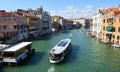 View of the Grand Canal from the Accademia Bridge with view of the Salute, Venice.