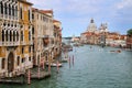 View of Grand Canal and Basilica di Santa Maria della Salute in Venice, Italy. Royalty Free Stock Photo