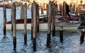 View of grand canal with boats in Venice. Canal with boat and motorboat water.